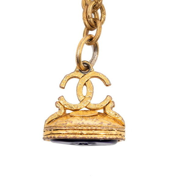 Chanel Coco Mark Gripoa Color Stone Necklace, Gold, Purple, and Blue Plated, ...